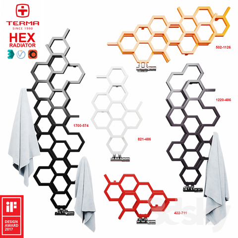 TERMA Hex designový radiátor 1220x486 Soft 9005 TERMA Hex designový radiátor 1220x486 Soft 9005